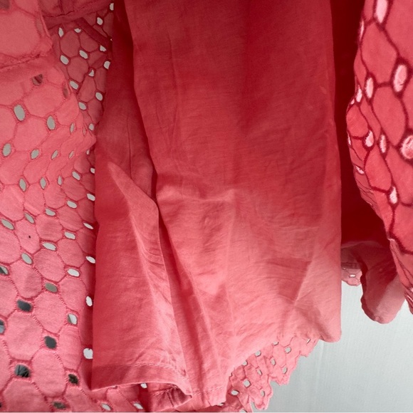Antonio Melani Patricia Eyelet dress soft coral pink color buttons down sleeves - Picture 12 of 14